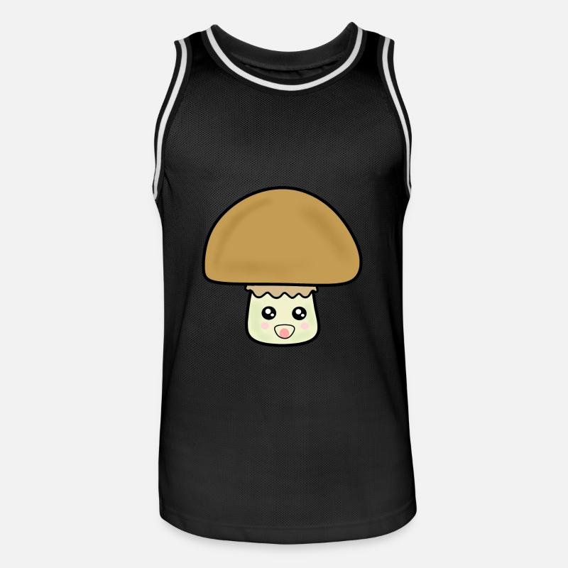 Champignon champignon mignon avec visage - Maillot de basket Homme - noir/blanc