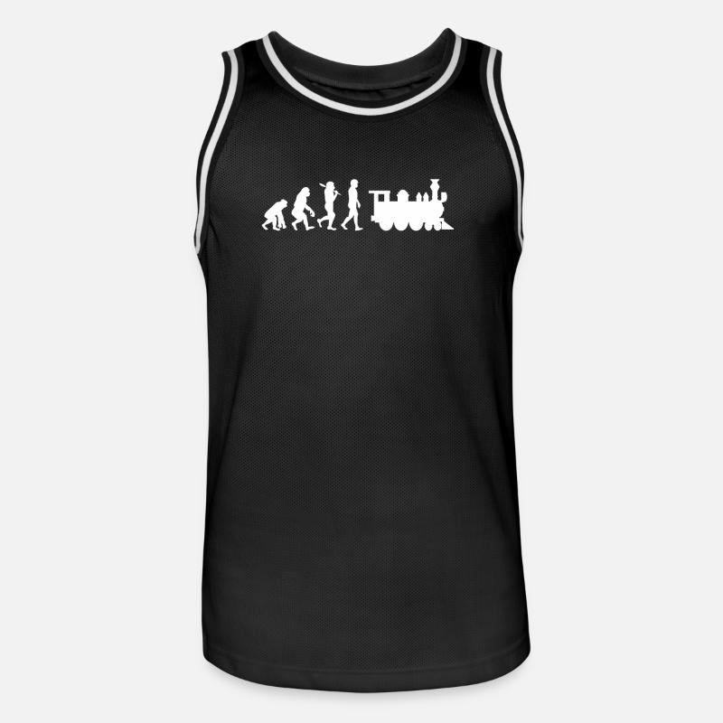 Evolution Eisenbahn Lokomotive - Männer Basketball-Trikot - Schwarz/Weiß