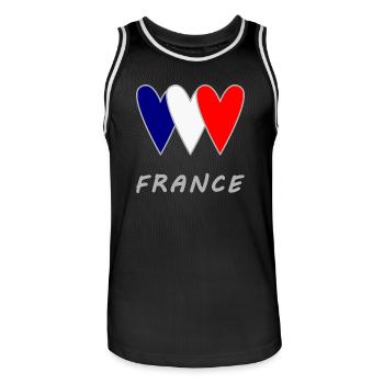 FRANCE. COEUR. FOOTBALL. SPORT. FRANCE. CHAMPION. - Maillot de basket Homme - noir/blanc - Devant - AI Model Male 185 dark (185cm)