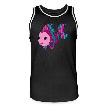 Bunter Fisch - Männer Basketball-Trikot - Schwarz/Weiß - Vorne - AI Model Male 185 dark (185cm)