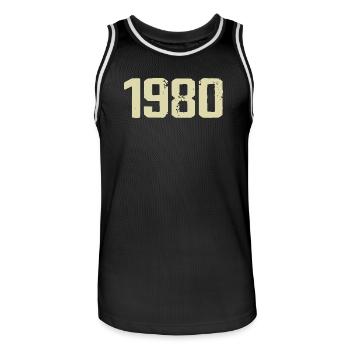 Jubilé 1980 - Maillot de basket Homme - noir/blanc - Devant - AI Model Male 185 dark (185cm)