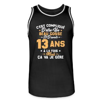 Cadeau d'anniversaire Beau gosse et d'avoir 13 ans - Maillot de basket Homme - noir/blanc - Devant - AI Model Male 185 dark (185cm)