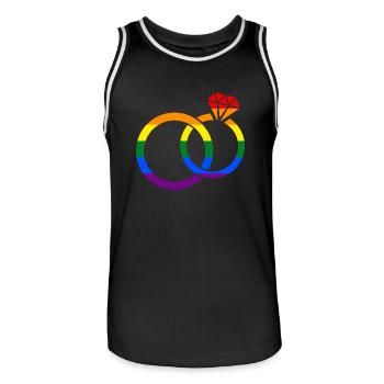 Mariage gay pride - mariage- - Maillot de basket Homme - noir/blanc - Devant - AI Model Male 185 dark (185cm)