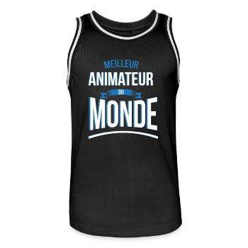Meilleur Animateur du monde homme - Maillot de basket Homme - noir/blanc - Devant - AI Model Male 185 dark (185cm)