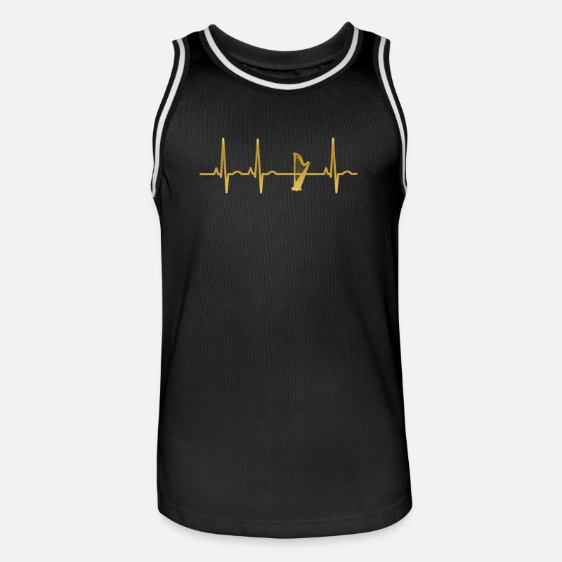 evolution ekg heartbeat harfe harp - Männer Basketball-Trikot - Schwarz/Weiß