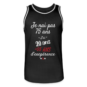 Je n ai pas 75 ans cadeau d anniversaire - Maillot de basket Homme - noir/blanc - Devant - AI Model Male 185 dark (185cm)