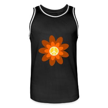 70er Jahre Blume Muster Hippie Festival Kostüm - Männer Basketball-Trikot - Schwarz/Weiß - Vorne - AI Model Male 185 dark (185cm)