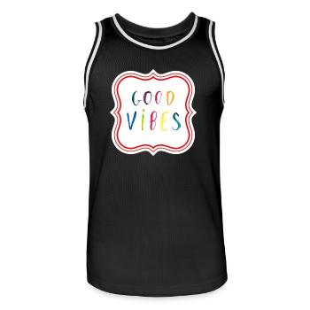 Good Vibes Geschenk - Männer Basketball-Trikot - Schwarz/Weiß - Vorne - AI Model Male 185 dark (185cm)