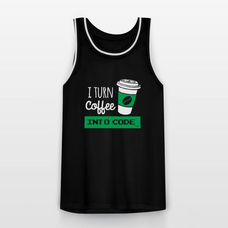 I turn coffee into developer code Men's Basketball Jersey