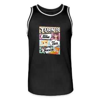 14ème anniversaire Anime Girl - Maillot de basket Homme - noir/blanc - Devant - AI Model Male 185 dark (185cm)
