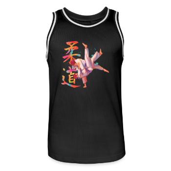 Sportif Judo Arts martiaux Japon - Maillot de basket Homme - noir/blanc - Devant - AI Model Male 185 dark (185cm)