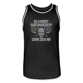 Du kannst subtrahieren? Dann zieh ab Wikinger Axt - Männer Basketball-Trikot - Schwarz/Weiß - Vorne - AI Model Male 185 dark (185cm)