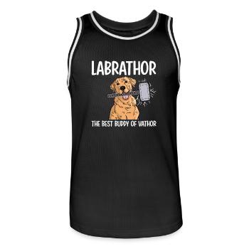 Labrathor Labrador Retriever Golden Retriever - Men's Basketball Jersey - black/white - Front - AI Model Male 185 dark (185cm)