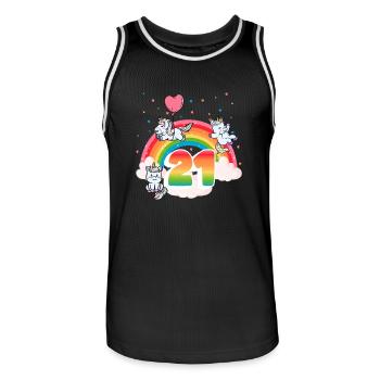 21st Birthday Rainbow Unicorn Theme - Men's Basketball Jersey - black/white - Front - AI Model Male 185 dark (185cm)