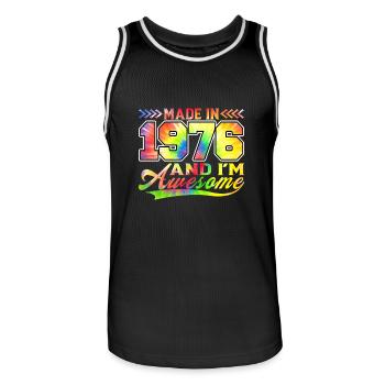 Fabriqué en 1976 et je suis génial Tie Dye coloré - Maillot de basket Homme - noir/blanc - Devant - AI Model Male 185 dark (185cm)