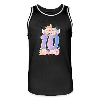 10 Einhorn Krone Süßer Blumenstrauß 10. Geburtstag - Männer Basketball-Trikot - Schwarz/Weiß - Vorne - AI Model Male 185 dark (185cm)