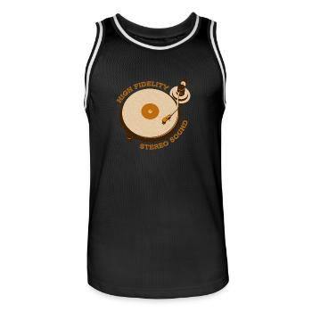 Reto Plattenspieler - Männer Basketball-Trikot - Schwarz/Weiß - Vorne - AI Model Male 185 dark (185cm)