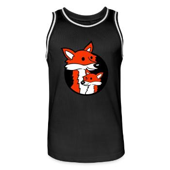 Fox Hole Family Mom Child Father Mother Dad Cute - Men's Basketball Jersey - black/white - Front - AI Model Male 185 dark (185cm)