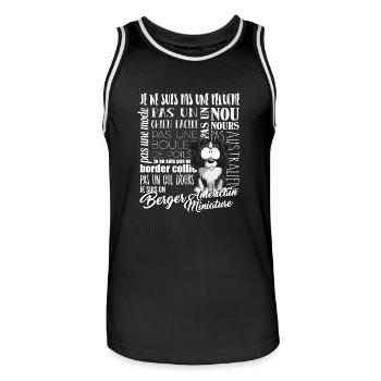 Je Suis Berger Américain Miniature - noir blancFR - Maillot de basket Homme - noir/blanc - Devant - AI Model Male 185 dark (185cm)