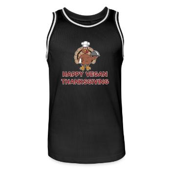 Joyeux cadeau végétarien de Thanksgiving de Turquie - Maillot de basket Homme - noir/blanc - Devant - AI Model Male 185 dark (185cm)