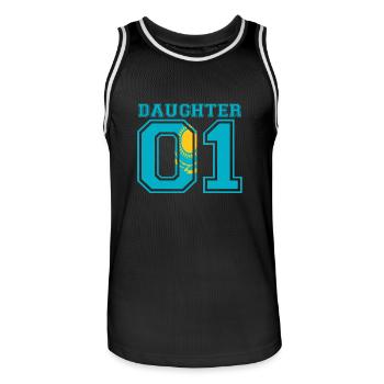 Daughter Tochter queen 01 Kasachstan - Männer Basketball-Trikot - Schwarz/Weiß - Vorne - AI Model Male 185 dark (185cm)