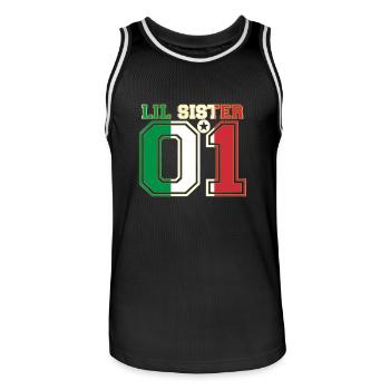 SCHWESTER LIL SISTER QUEEN 01 Italien - Männer Basketball-Trikot - Schwarz/Weiß - Vorne - AI Model Male 185 dark (185cm)