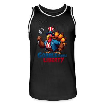 Gobble Gobble Liberty - Männer Basketball-Trikot - Schwarz/Weiß - Vorne - AI Model Male 185 dark (185cm)
