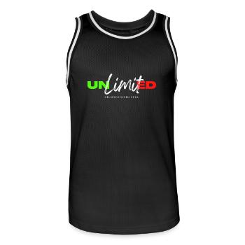Feiere die Europameisterschaft in Deutschland - Männer Basketball-Trikot - Schwarz/Weiß - Vorne - AI Model Male 185 dark (185cm)