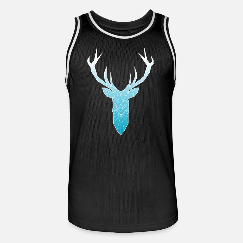 Tête de cerf dans la conception triangle (bleu clair) - Maillot de basket Homme - noir/blanc