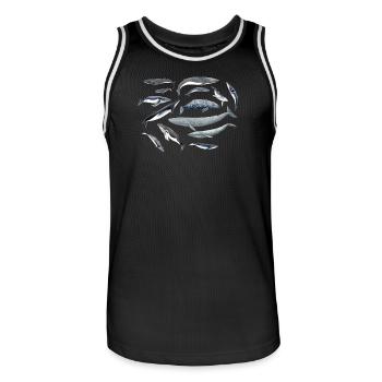 Baleines famille - famille des baleines - Baleines - Maillot de basket Homme - noir/blanc - Devant - AI Model Male 185 dark (185cm)