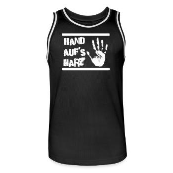 Hand auf's Harz - Handball Design - Männer Basketball-Trikot - Schwarz/Weiß - Vorne - AI Model Male 185 dark (185cm)