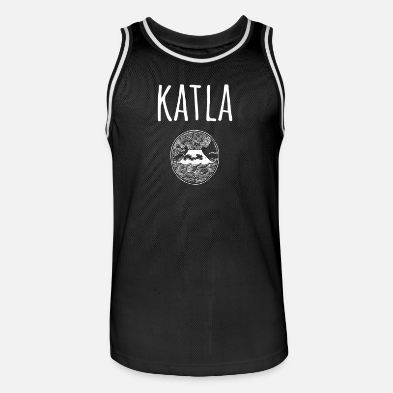 Katla Souvenir Vulkan - Männer Basketball-Trikot - Schwarz/Weiß
