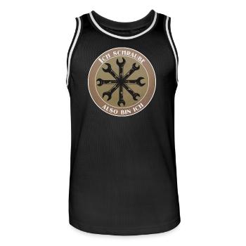Ich schraube, also bin ich! - Männer Basketball-Trikot - Schwarz/Weiß - Vorne - AI Model Male 185 dark (185cm)