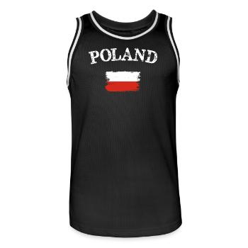 Poland Flag Brush Art - Men's Basketball Jersey - black/white - Front - AI Model Male 185 dark (185cm)