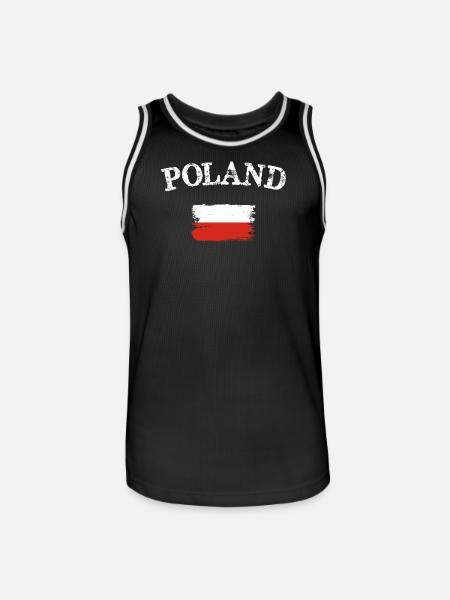 Poland Flag Brush Art - Men's Basketball Jersey - black/white