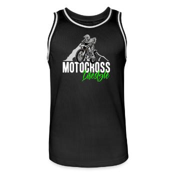 Motocross Lifestyle - Men's Basketball Jersey - black/white - Front - AI Model Male 185 dark (185cm)