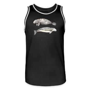 Vaches de mer: lamantin et dugong - Maillot de basket Homme - noir/blanc - Devant - AI Model Male 185 dark (185cm)
