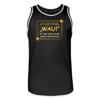 Wenn ich meinen Hund frage, wie ich aussehe.. WAU! - Männer Basketball-Trikot - Schwarz/Weiß - Vorne - AI Model Male 185 dark (185cm)