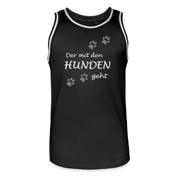 Der mit den Hunden geht Gassi Hundebesitzer Design - Männer Basketball-Trikot - Schwarz/Weiß - Vorne - AI Model Male 185 dark (185cm)