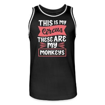 This Is My Circus My Monkeys Saying - Men's Basketball Jersey - black/white - Front - AI Model Male 185 dark (185cm)