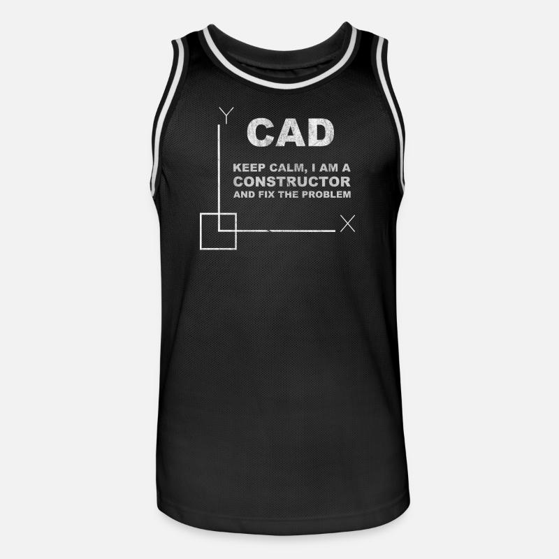 CAD Keep Calm Constructor Engineering - Männer Basketball-Trikot - Schwarz/Weiß