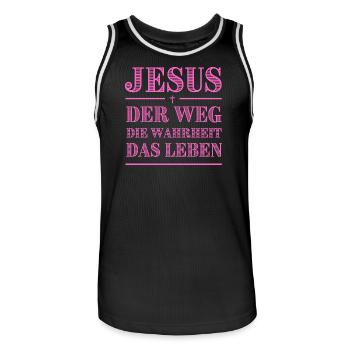 Jesus Weg Die Wahrheit Pink Typografie - Männer Basketball-Trikot - Schwarz/Weiß - Vorne - AI Model Male 185 dark (185cm)