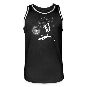 Papillons design puste fleurs prairie coeurs fées - Maillot de basket Homme - noir/blanc - Devant - AI Model Male 185 dark (185cm)