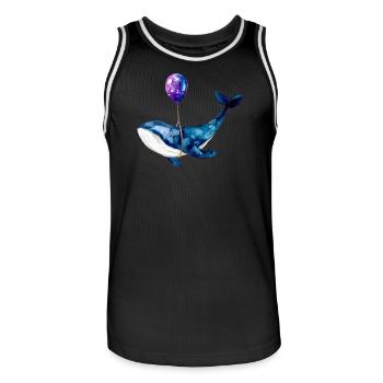 Wal Luftballon Whale Balloon Watercolor Shirt - Men's Basketball Jersey - black/white - Front - AI Model Male 185 dark (185cm)