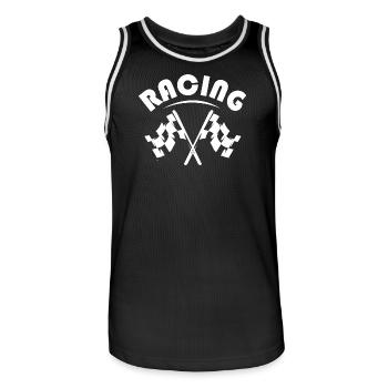 racing team symbol cars formula flag icon Logo - Männer Basketball-Trikot - Schwarz/Weiß - Vorne - AI Model Male 185 dark (185cm)