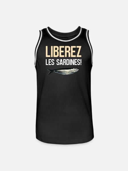 Liberez les sardines - Maillot de basket Homme - noir/blanc