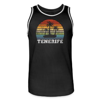 Tenerife vintage beach design - Men's Basketball Jersey - black/white - Front - AI Model Male 185 dark (185cm)