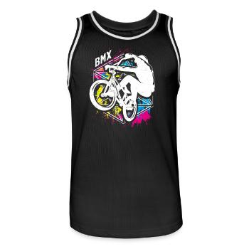 Colorful Bmx Bike - Colorful Bmx Bike - Men's Basketball Jersey - black/white - Front - AI Model Male 185 dark (185cm)