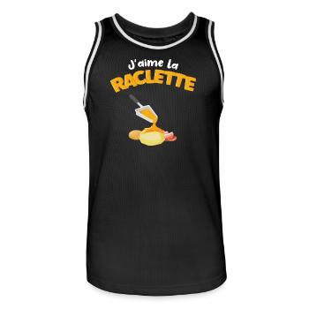 J'aime la raclette Citation drôle Cadeau raclette - Maillot de basket Homme - noir/blanc - Devant - AI Model Male 185 dark (185cm)