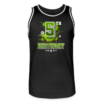 5th birthday football 5 years - Men's Basketball Jersey - black/white - Front - AI Model Male 185 dark (185cm)